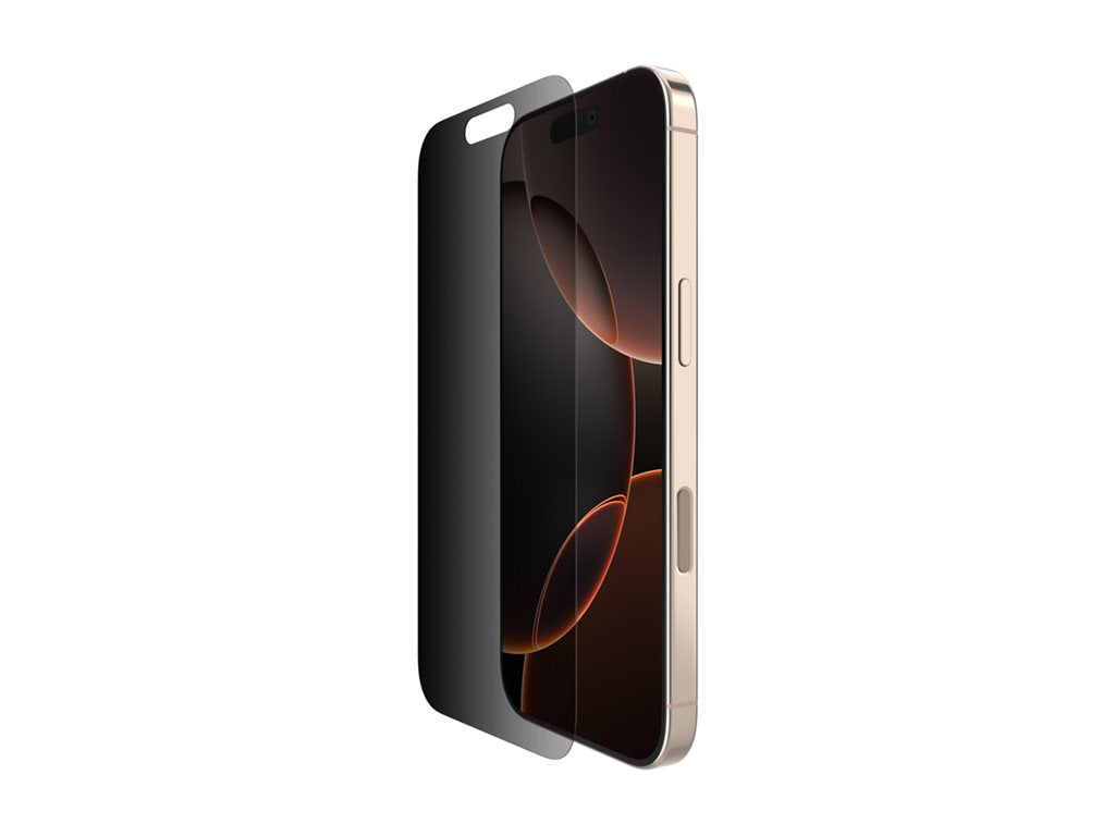 Belkin ScreenForce InvisiGlass - Screen protector for cellular phone - treated - glass - with privacy filter - 4-way - for Apple OVA169FQ