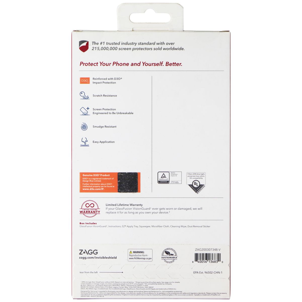 ZAGG InvisibleShield (GlassFusion VisionGuard+) for Samsung S21 Ultra 5G